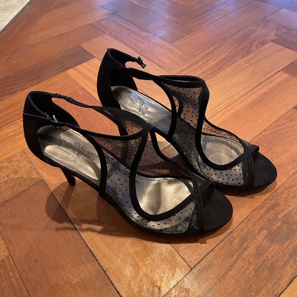 black strap heels, brand M by Marinelli, size 10